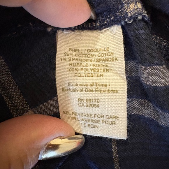 Free People Skirt Women Plaid Ruffle Hem Midi Skirt Navy Tan Boho Asymmetrical S - Picture 7 of 13